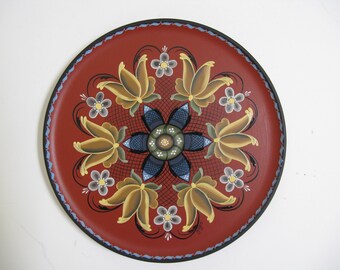 Norwegian Rosemaling on a 10 inch plate