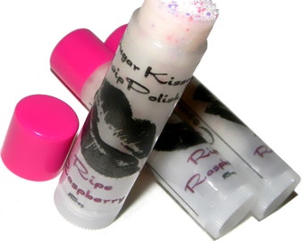 RIPE RASPBERRY Sugar Kisses Lip Polish Exfoliating Lip Scrub in a Tube