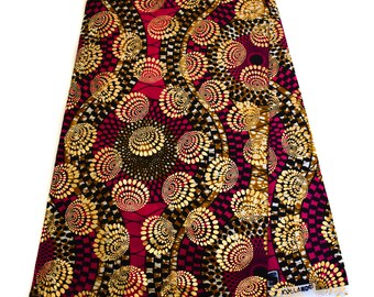 Fuchsia African fabric per yard/ Wedding Supreme Wax Holland/ Metallic Gold Ankara fabric/ African Wax Print/ Fabric/ Fabric Store OM5B