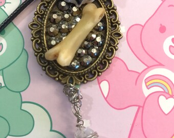 Gothic Bat Necklace with Coyote Toe Bone