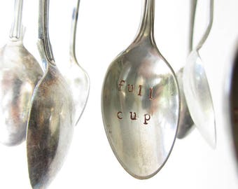 Coffee Haiku Windchime, Upcycled Coffee Spoon Mobile, Kitchen Chime, Handstamped Vintage Cutlery, Coffee Lovers Gift