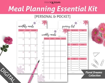 Menu Planning Kit, Personal Planner Refills, Meal Plan Printable, Kitchen Organization, Menu Planner, Weekly Meal Planner, Filofax Pocket
