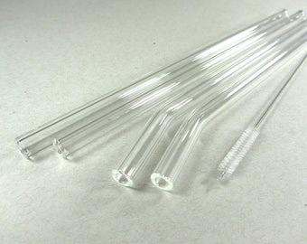 Clear Glass Drinking Straws- Straight or Bent Styles- Reusable- Eco Friendly- Choose Your Style- Customize Your Own Set