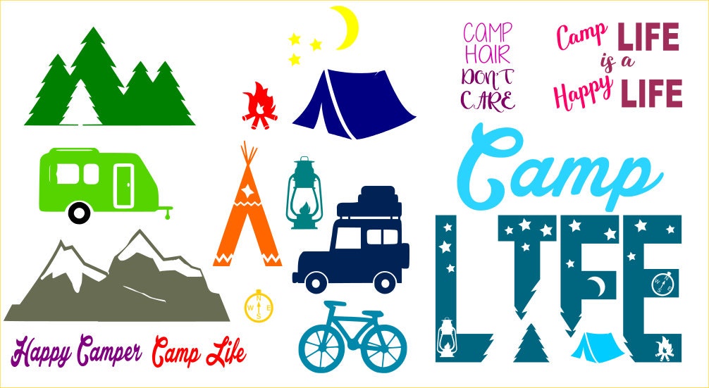 SVG Cut File Camp LIFE for Tshirt Tote Silhouette Studio 3