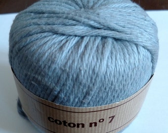 6 Skeins Vintage Berger Du Nord Yarn ~ Light Aqua ~ Coton no 7 ~ #8649 ~ 46305