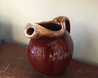 Beautiful Hull Jug - Rich Chocolate Brown Color & Mottled Rim - Vintage 1960s