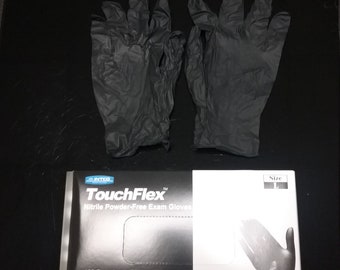 Strong Durable Black Nitrile gloves. Small - X-LARGE available, No Powder. Box of 100