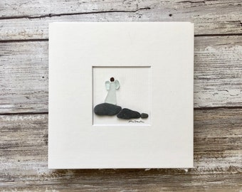 Pebble Art, Angel seaglass Art, Sharon Nowlan, 5 by 5