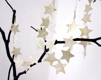 Star garland made of vintage paper garland, Wedding Garland, Wedding Decoration, Paper Decoration, Christmas Decoration by renna deluxe