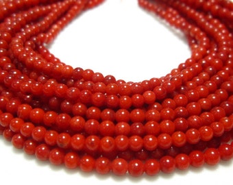 AAA Red Coral Smooth Round Beads- 16.50" Strand -Stones measure- 3mm