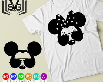 Mickey and Minnie with sunglasses SVG - Mickey mouse svg - Minnie mouse svg - Disney cut files - Mickey mouse clipart - cricut cut files