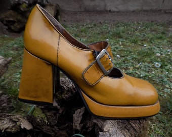 Miss Well - Retro Yellow 70s Shoes EU38