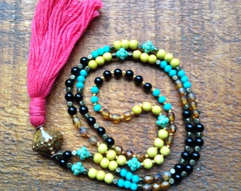 Livraison gratuite pompon Beachy collier Bohème yoga bijoux boho