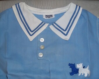 Vintage Mason Line Baby Infant Boy Scottie Scotty Dog Puppy Outfit Romper