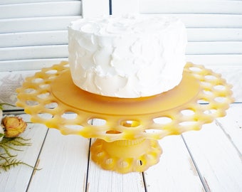 Vintage Amber Cake Stand 10 Inch Wedding Cake Stand Gold Westmorland Doric Pedestal Cake , Cupcake Stand Birthday