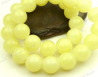 10mm Lemon Chiffon Round Glass Beads - Smooth, Shiny Beads - 20pcs - BL23