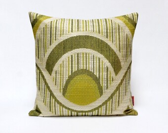 Green Mid Century Pillow Cover - Vintage fabric Cushion Cover 16x16 Handmade by EllaOsix