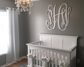 Crib Monogram - Wooden Initials for Nursery - Painted Wooden Monogram - Wooden Monogram Wall Hanging - Crib Wall Hanging - Personalized