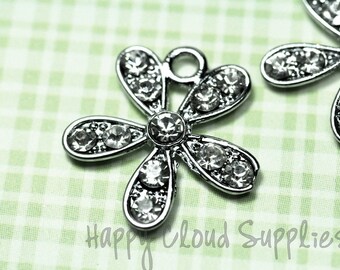 Daisy Flower Rhinestone Charms... 2pcs