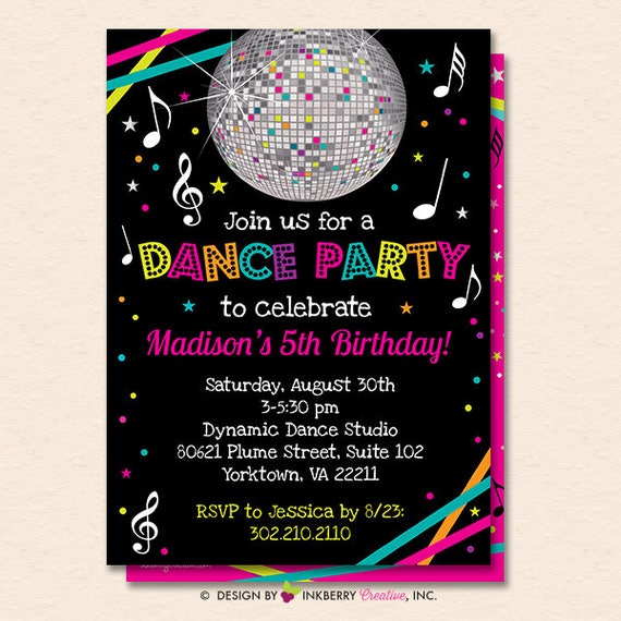 Dance Party Invitation Dance Party Invite Neon Glow Dance Dance Party Invitation Dance Party Invite Neon Glow Dance