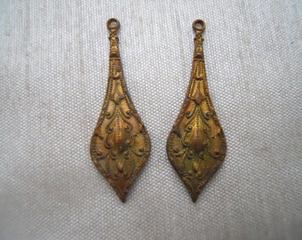 2 Vintage Victorian Brass Drop