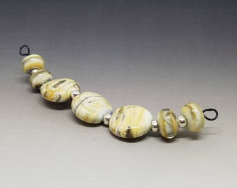Set of Lentils and Spacers - Lampwork Beads