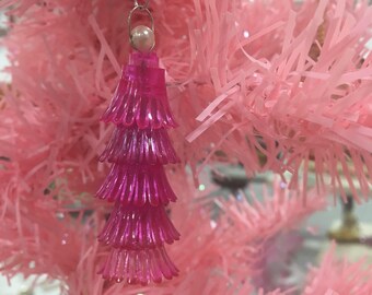 Vintage Christmas Light Ornament - Pink Icicle