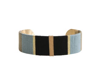 Cuff Bracelet LUCIEN - black, blue and khaki