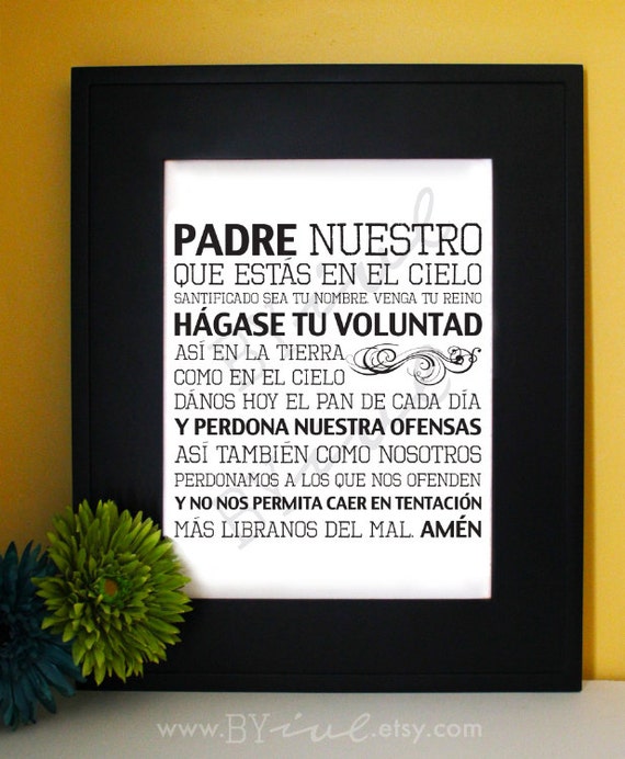 The Lords Prayer in Spanish. Our Father Padre Nuestro.