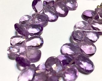 Amethyst faceted flat pear briolettes 1 strand about 4" long good quality