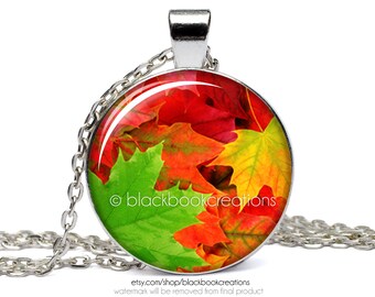 Colorful Fall Leaves Autumn Necklace - Handmade