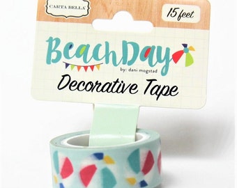 Carta Bella BEACH BALL Decorative Tape 15 Feet Summer Washi Scrapbook Planner Album Wall Art Card Making