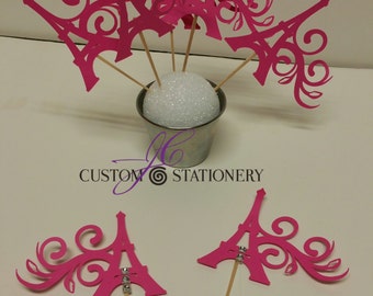 Paris Themed cupcake toppers (12)