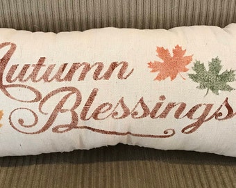 Autumn Blessings Grain sack Pillow