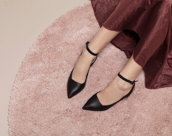 Heels, Women's Heels, Mid-Heel Heels, Black Heels, Point Toe Heels, Sandal Heels, Leather Sandals, Shelley // Free Shipping