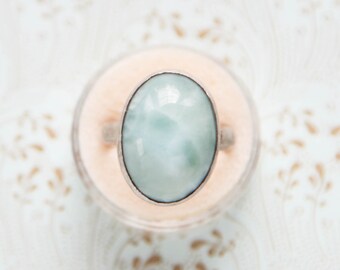Gorgeous Vintage Modernist Amazonite Sterling Silver 925 Ring Size 7.5