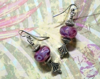 Pink Swirl Lampwork Earrings (3025)