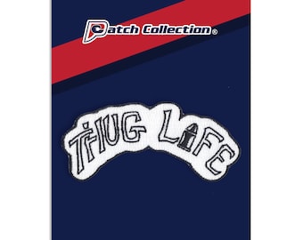Thug Life Tattoo Black And White Embroidered Iron On Applique Patch
