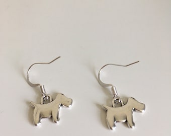 Antique silver scottie dog earrings