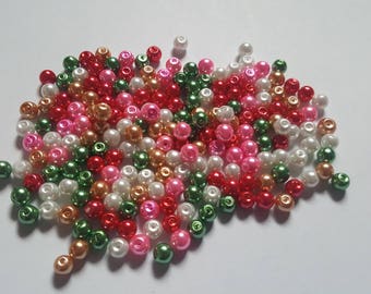 Christmas pearl mix, Glass pearl mix, Glass pearl beads, Bead mix, Bead soup, Glass pearls, Glass beads, Pearl beads, Jewellery making