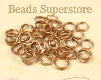 5 mm Antique Copper-Plated Brass Split Ring - Nickel Free and Lead Free - 50 pcs (SR5AC)