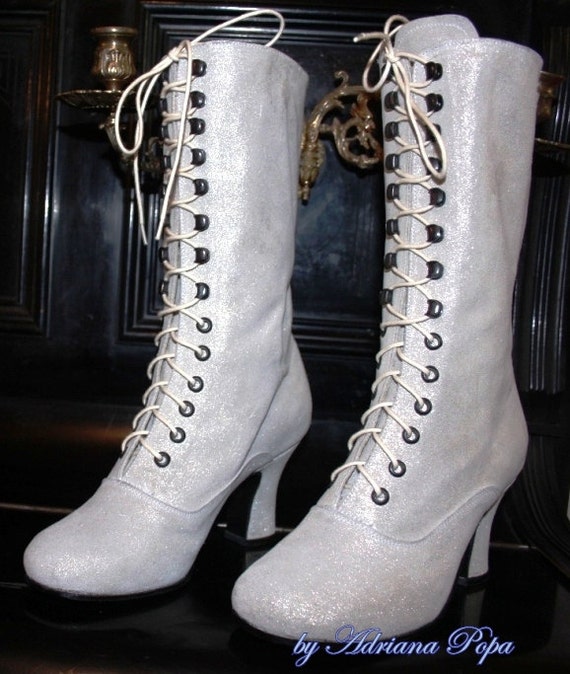 Items similar to Wedding Shoes Bridal Victorian Boots Lace up White