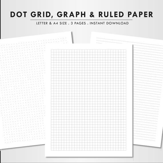 Blank paper letter size A4 dot grid graph paper ruled