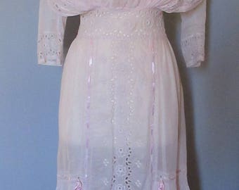 Edwardian Light Pink Cotton Day Dress