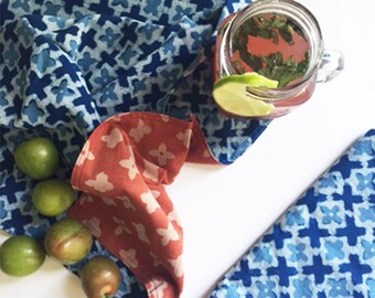 SAMPLE Sale - Napkins Cotton Reversible table linens bohemian boho tabletop block print dining table Kitchen and Dining, SINGLE - CHORUS