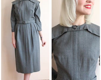 1950s Dress // Marshall Fields & Co Wool Dress // vintage 50s dress