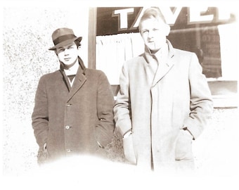 Vintage Snapshot "The Regulars" Stopping By The Tavern Boys At The Bar Found Vernacular Photo