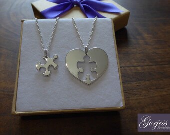 Best Friend Puzzle And Heart Necklace Pendants With Thicker