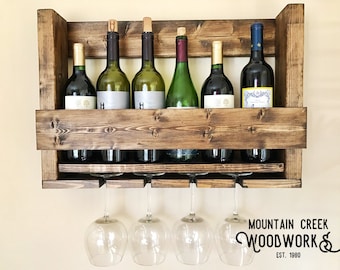 Wine Shelf, Wine Rack, Wine Glass Rack, Wooden Wine Shelf, Wooden Wine Rack, Rustic Wine Shelf, Rustic Wine, Hanging Wine Rack, Wine Storage