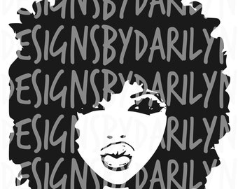 Afro lady with lips SVG/DXF/PDF